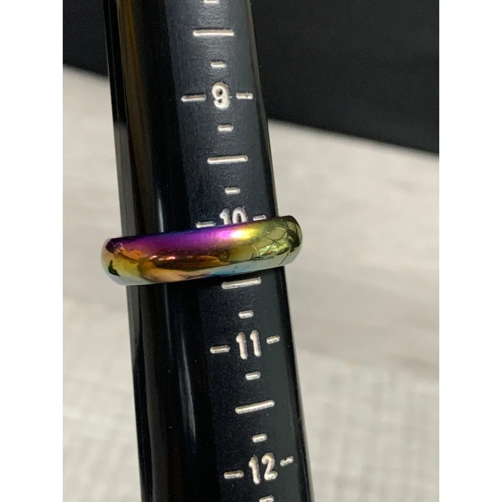 Rainbow Iridescent Band Ring Size 10.25 Multi Color High Polish Dome Ring 3286